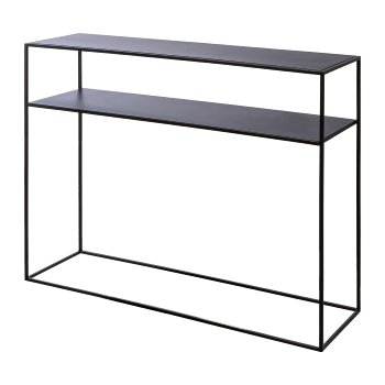 Metal console table 2 layers, 100x30x80cm, black