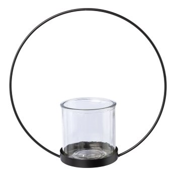Metall Objekt Ring m.Windlichtglas, 27x10x27cm/Glas 10x10cm,