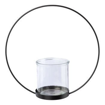 Metall Objekt Ring m.Windlichtglas, 33x12x33cm/Glas 12x12cm,