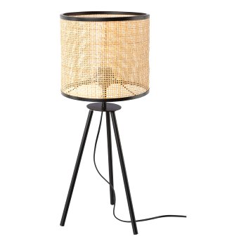 Metal lamp rack on feet and woven rattan, 25x63cm, natural