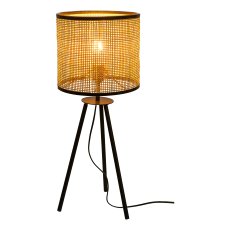 Metal lamp rack on feet and woven rattan, 25x63cm, natural