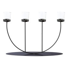 Metal 4pcs tealight holder UPSIDE, 40x8x25cm, black