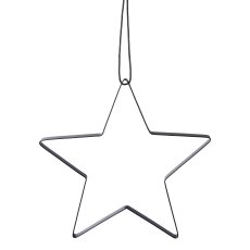 Metal star pendant open with leather strap, 20cm, black