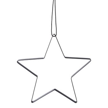 Metal star pendant open with leather strap, 40cm, black