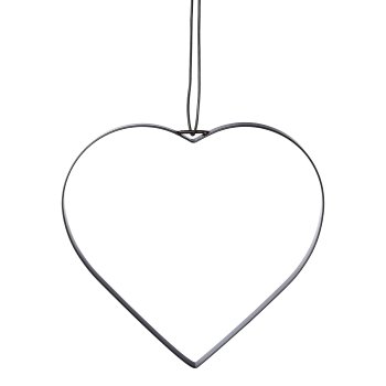 Metal heart pendant open with leather strap, 12cm, black