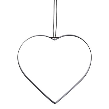 Metal heart pendant open with leather strap, 20cm, black