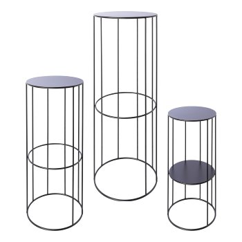 Metal planting rack w.insert 3pcs set RACK, 21x45/24x57/28x70cm, black,