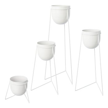 Metal planter pot set of 4 on rack URBANUS, 20x18/24x40/24x50/24x60cm,