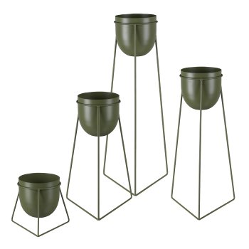 Metal planter URBANUS, set of 4 on rack, 20x18/24x40/24x50/24x60cm,