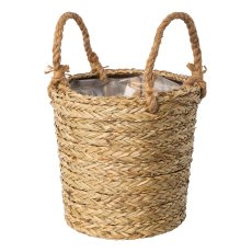 Sea grass basket with handle set of 3 TRANG, 20x25/26x30/30x34cm, natural,