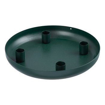 Metal plate 4pcs candle holder MURCIA, 24x3,5cm, dark green