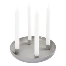 Metall Teller 4er Kerzenhalter MURCIA, 24x3,5cm, grau