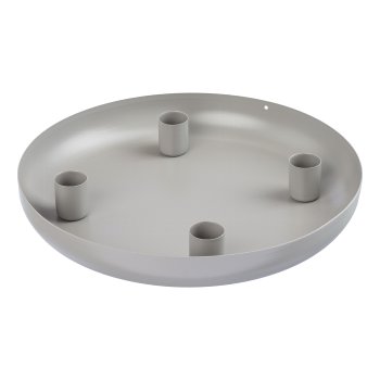 Metall Teller 4er Kerzenhalter MURCIA, 24x3,5cm, grau
