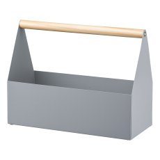 Metal Planter Box w.Wooden Handle CORNELIA, 30x13x24cm, Grey