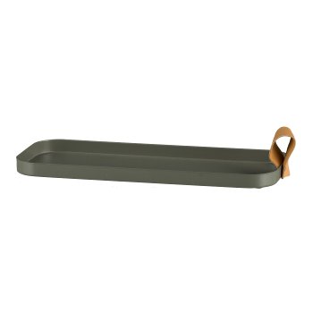 Metall Tablett CORNELIA, rechteckig, 2er Set, 40x17x1,5/30x12x1,5cm, moos
