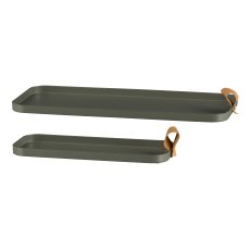 Metall Tablett CORNELIA, rechteckig, 2er Set, 40x17x1,5/30x12x1,5cm, moos