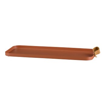 Metall Tablett CORNELIA, rechteckig, 2er Set, 40x17x1,5/30x12x1,5cm, zimt