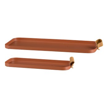 Metall Tablett CORNELIA, rechteckig, 2er Set, 40x17x1,5/30x12x1,5cm, zimt