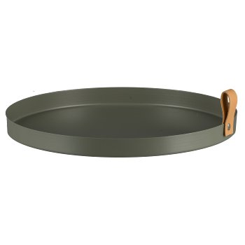 Metal plate CORNELIA, round, set of 2, 30x30x2,5/25x25x2cm, moss