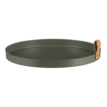 Metal plate CORNELIA, round, set of 2, 30x30x2,5/25x25x2cm, moss