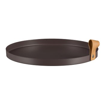 Metal plate round set of 2 CORNELIA, 30x30x2,5/25x25x2cm, dark brown