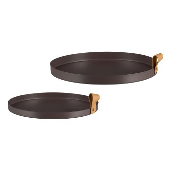 Metal plate round set of 2 CORNELIA, 30x30x2,5/25x25x2cm, dark brown