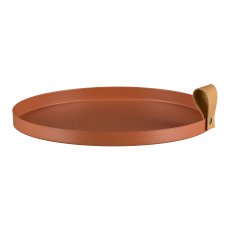 Metal plate CORNELIA, round, set of 2, 30x30x2,5/25x25x2cm, cinnamon