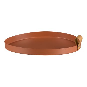 Metal plate CORNELIA, round, set of 2, 30x30x2,5/25x25x2cm, cinnamon