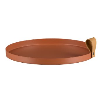 Metal plate CORNELIA, round, set of 2, 30x30x2,5/25x25x2cm, cinnamon