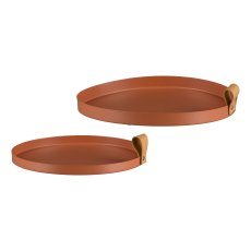 Metal plate CORNELIA, round, set of 2, 30x30x2,5/25x25x2cm, cinnamon