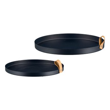 Metall Teller rund 2erSet CORNELIA, 30x30x2,5/25x25x2cm, mitternachtsblau, LEPURO