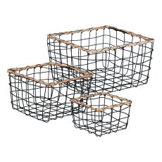 Metal wire basket square set