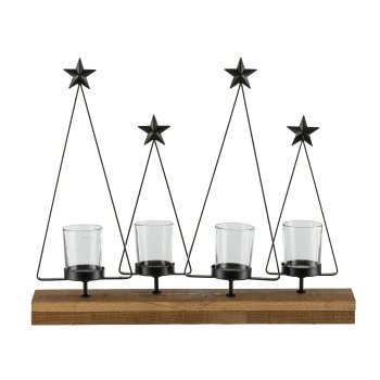 Metall Dekoobjekt Baum mit 4 Teelichtgläsern, 30x8x33cm, schwarz