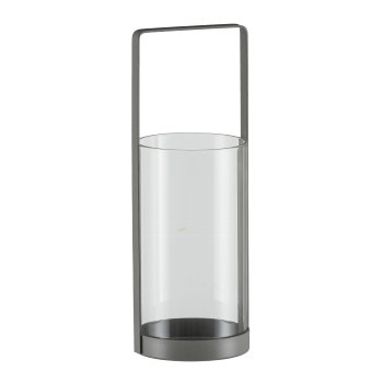 Metal windproof frame, w.glass 8x8x23cm, grey