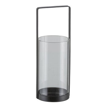 Metall Windicht Gestell, m.Glas 8x8x23cm, Schwarz
