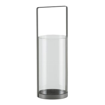 Metal windproof frame, w.glass 10x10x30cm, grey