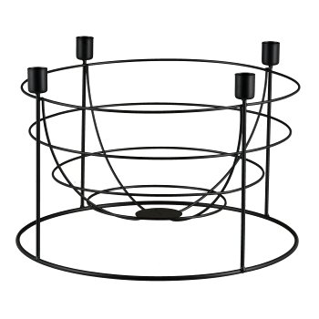 Metall Pflanzschale, 4 Kerzenhalter, STALE 36x36x24cm, Schwarz, LEPURO