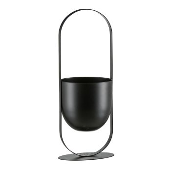 Metal planter in frame, PLATO 14x14x41cm, black, LEPURO