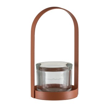 Metal frame, for glass lantern 9x9x16cm, cinnamon, LEPURO