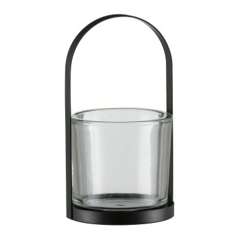Metall Rahmen, für Glas Windlicht 13x13x24cm, Schwarz, LEPURO