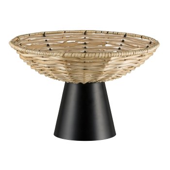 Natural bowl on metal base, COMA 31x31x20cm, black, LEPURO