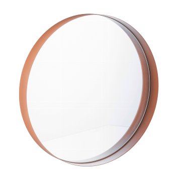 Metal mirror, round, ODELE 40x40x4m5cm, cinnamon, LEPURO