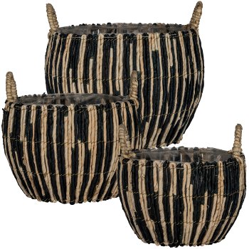 Corn leaf basket KARLO, set of 3, 20x32x32/25x38x38/31x43x43cm,