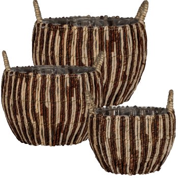 Corn leaf basket KARLO, set of 3, 20x32x32/25x38x38/31x43x43cm,