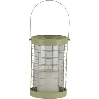 Metal lantern CIENNA, with handle, with glass, 16/26x10x10cm, light green