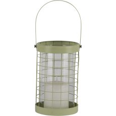 Metal lantern CIENNA, with handle, with glass, 16/26x10x10cm, light green