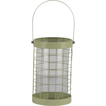 Metal lantern CIENNA, with handle, with glass, 16/26x10x10cm, light green
