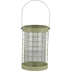 Metal lantern CIENNA, with handle, with glass, 16/26x10x10cm, light green