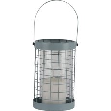 Metall Windlicht CIENNA, mit Henkel, mit Glas, 16/26x10x10cm, wasserblau