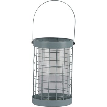 Metall Windlicht CIENNA, mit Henkel, mit Glas, 16/26x10x10cm, wasserblau